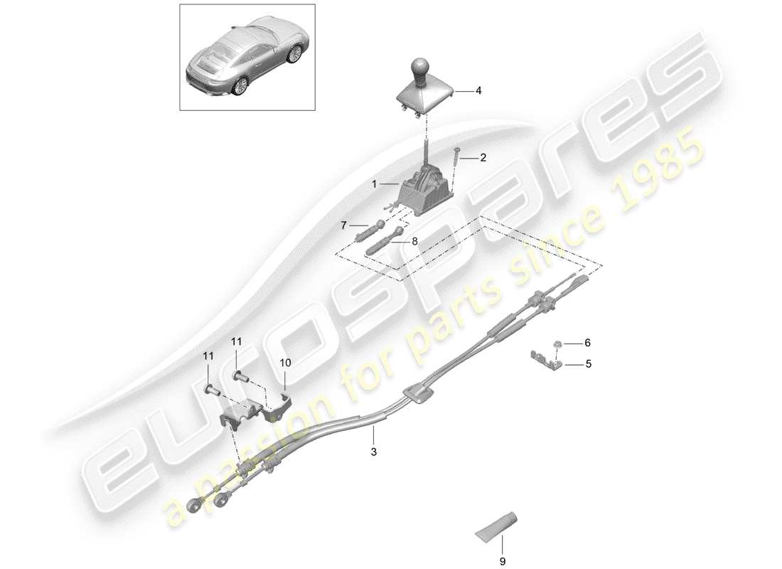 porsche 2017 (991-2) schéma des pièces du mécanisme de changement de vitesse