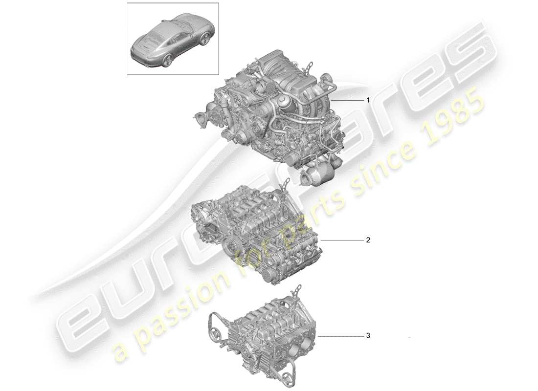 porsche 2014 (991-1) moteur de remplacement schéma des pièces