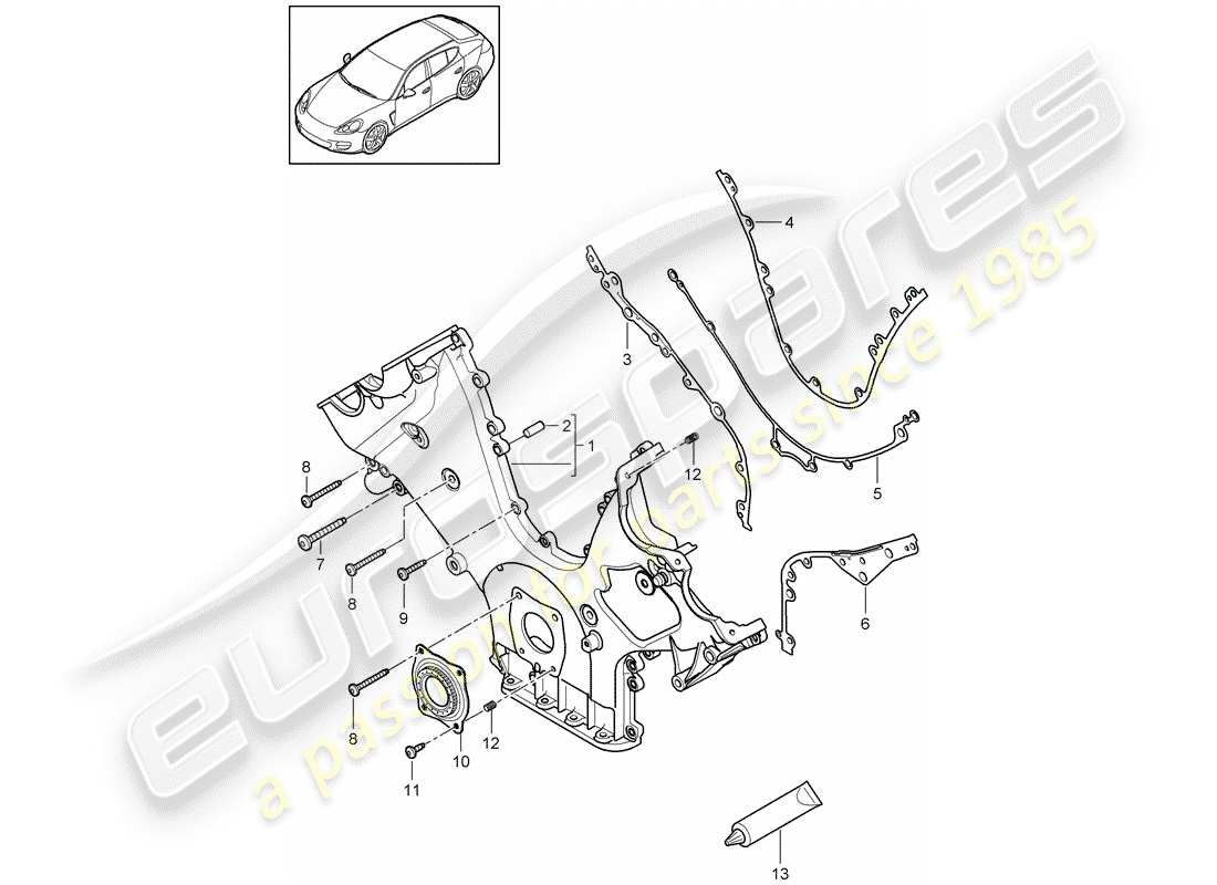 porsche 2011 (panamera 970) couvercle pour chaîne de distribution schéma des pièces