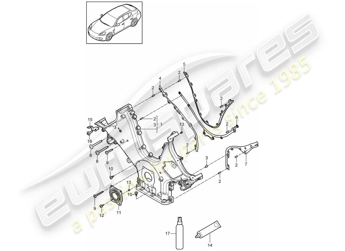 porsche 2011 (panamera 970) couvercle pour chaîne de distribution schéma des pièces