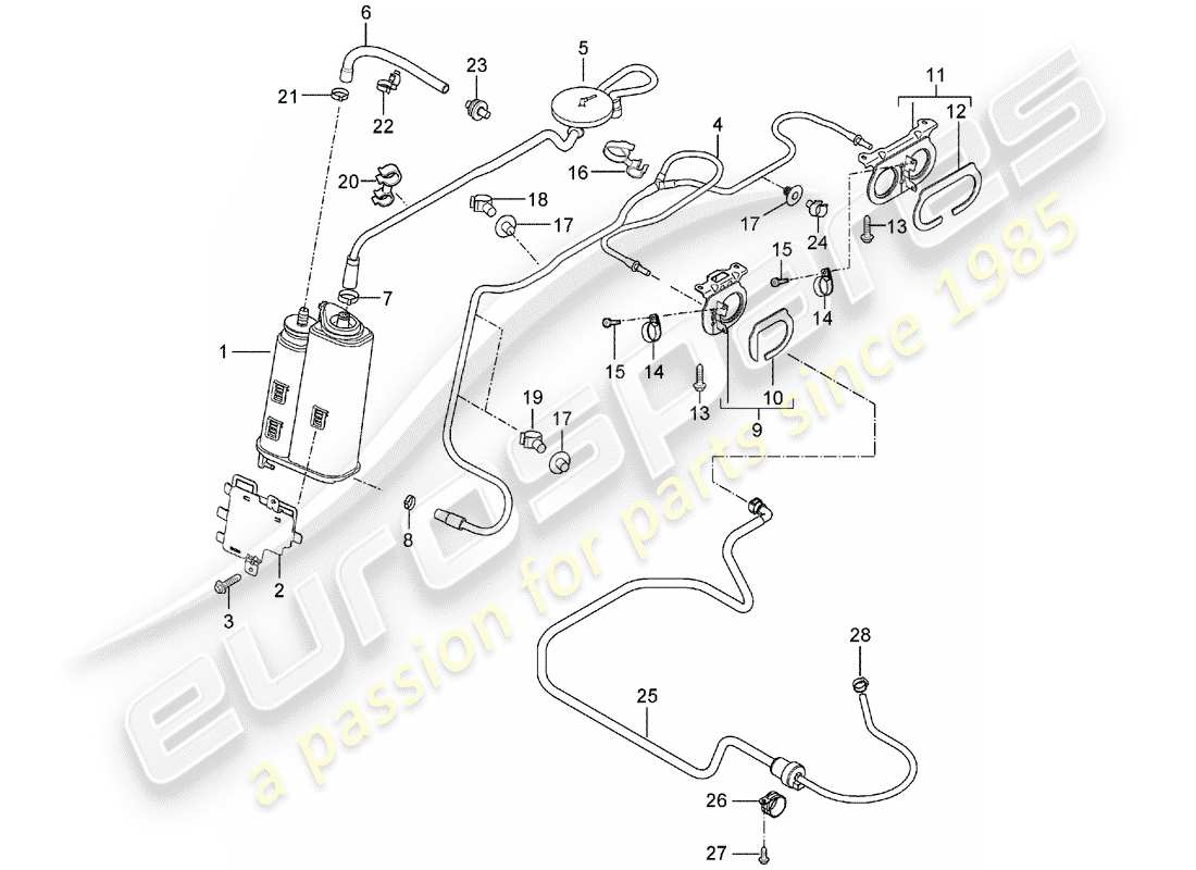 porsche 2005 (carrera gt) cartouche à émission par évaporation - avec : - accessoires schéma des pièces