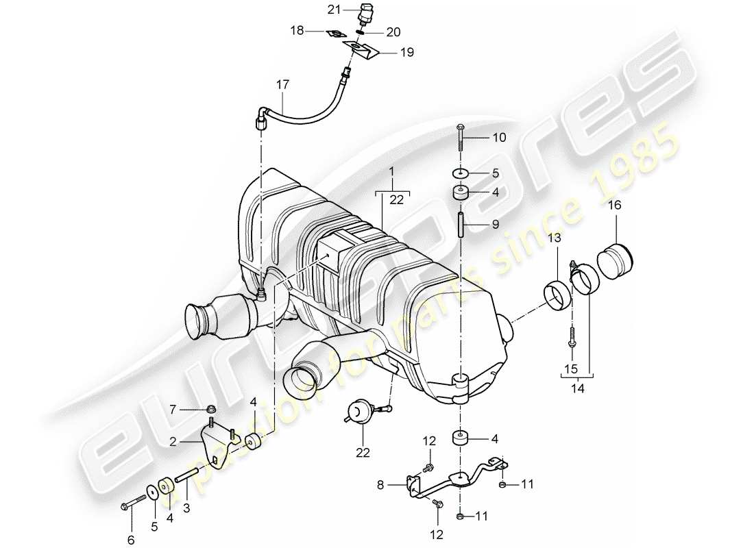 porsche 2005 (carrera gt) système d'échappement - silencieux d'échappement arrière - tuyau d'échappement schéma des pièces