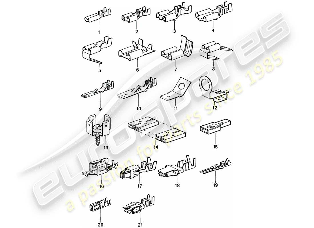 porsche 1986 (944) borne à lame mâle - connecteur push-on schéma des pièces
