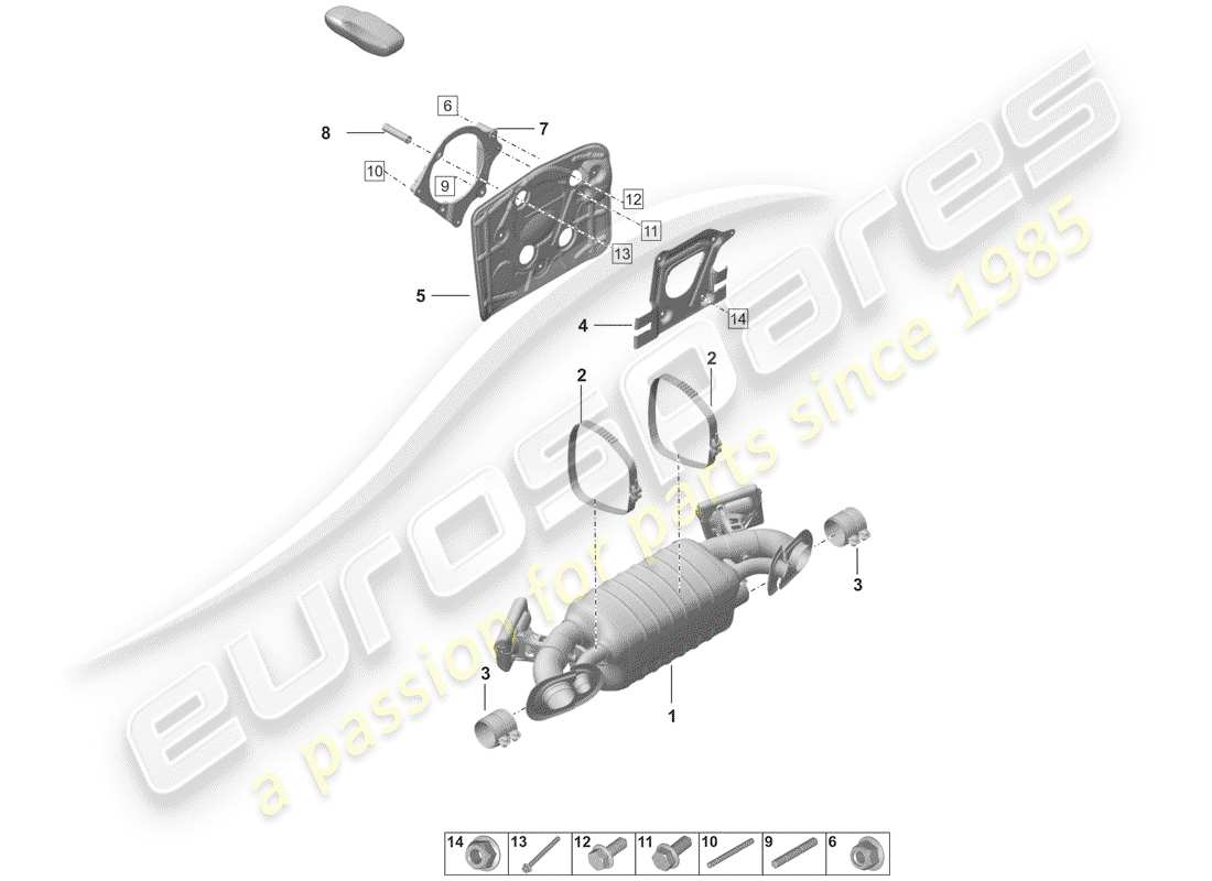 porsche 2020 (992-1) silencieux schéma des pièces