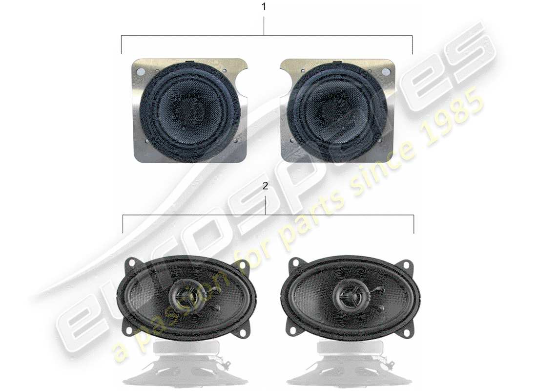 porsche 2007 (accessories) porsche classic - kit haut-parleurs - système sonore schéma des pièces
