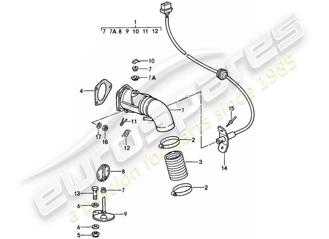 porsche 1987 (911) alimentation en air de chauffage schéma des pièces