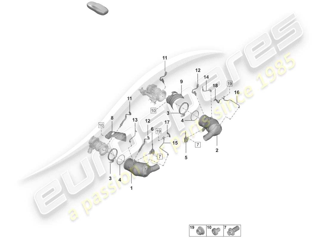 porsche 2020 (992-1) catalyseur schéma des pièces