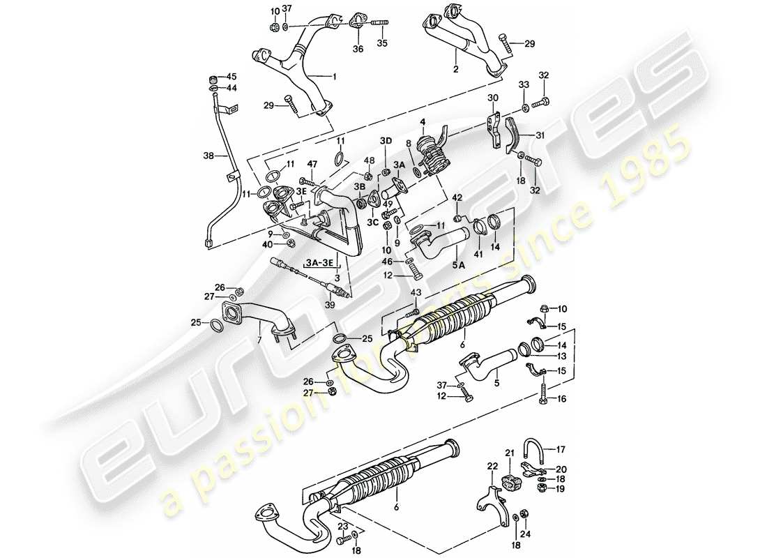 porsche 1986 (944) système d'échappement - - catalyseur - voir informations techniques schéma des pièces