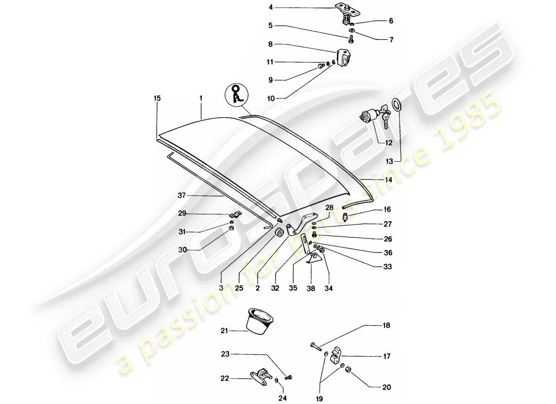 porsche 1972 (914) couverture diagramme de pièce