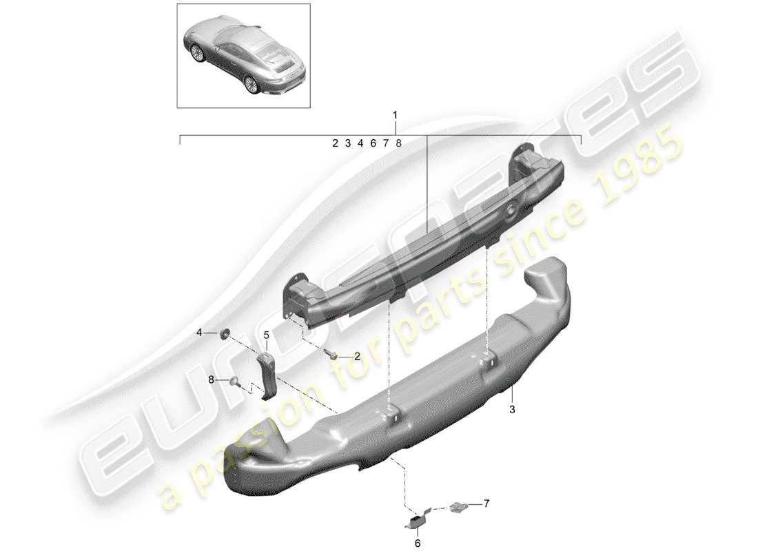 porsche 2019 (991-2) support de pare-chocs schéma des pièces
