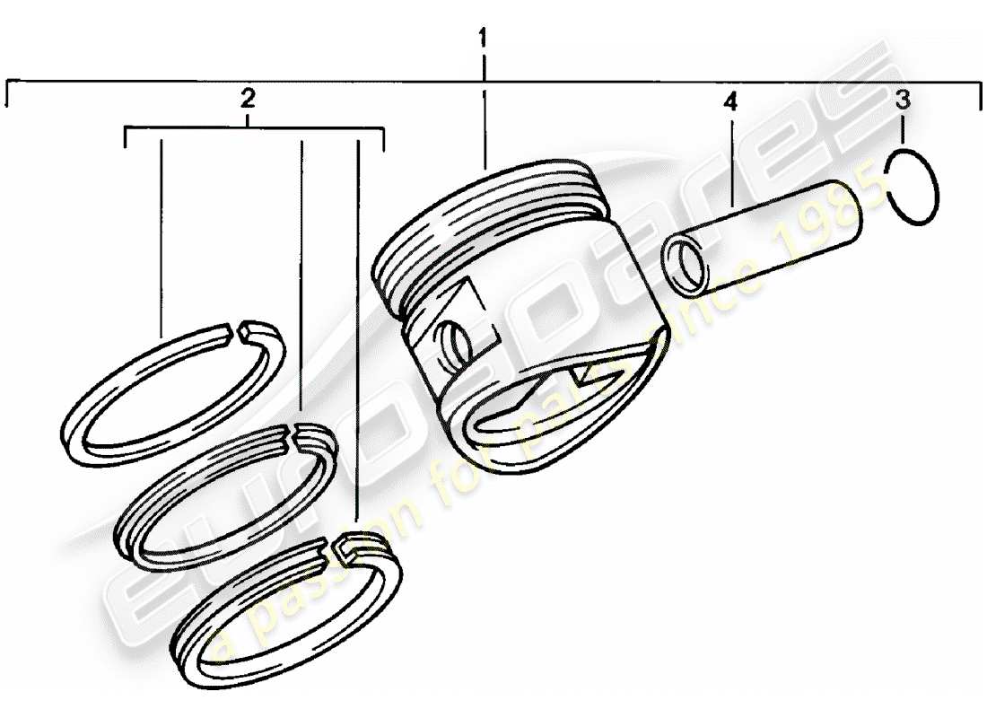 porsche 1981 (924) piston - segments de piston schéma des pièces