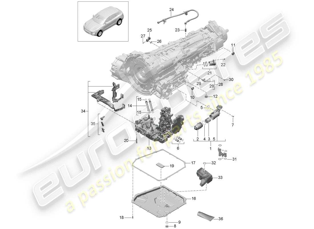 porsche 2014 (macan) -pdk-diagramme des pièces