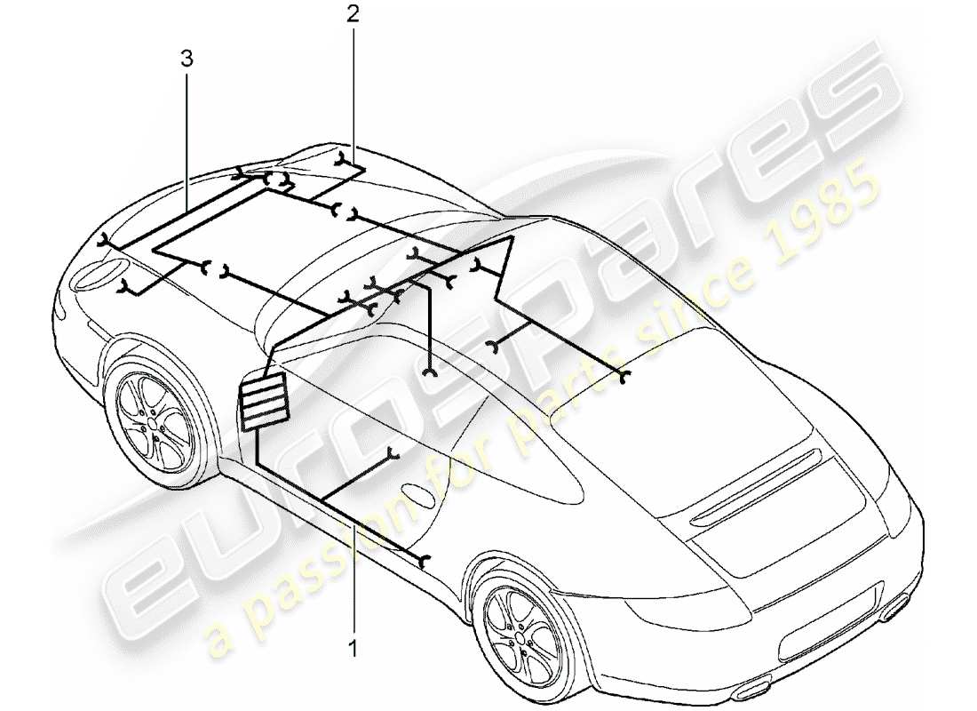 porsche 2007 (997-1) faisceaux de câbles schéma des pièces
