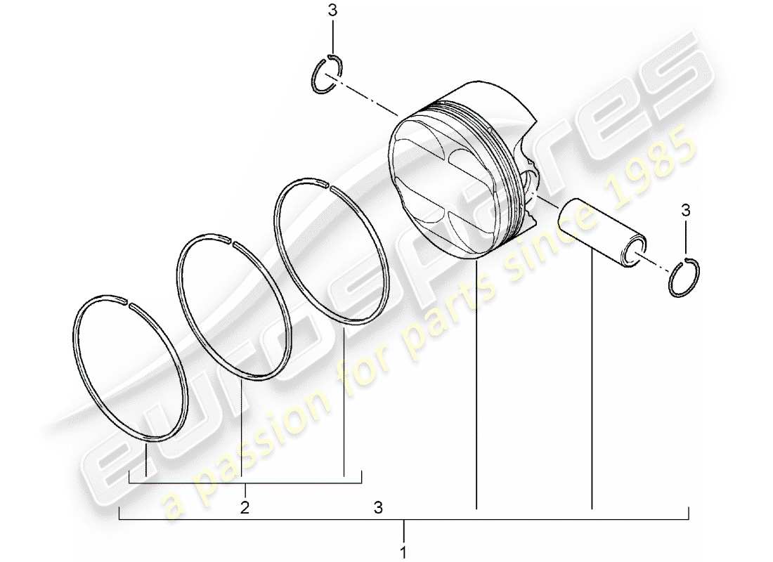 porsche 2007 (997-1) piston schéma des pièces