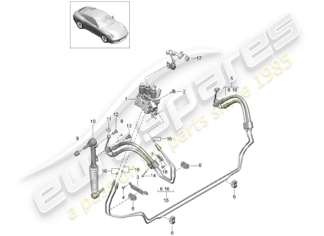 porsche 2019 (991-2) ligne hydraulique schéma des pièces
