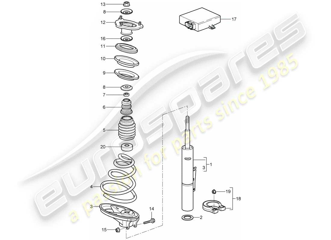porsche 2007 (997-1) suspension schéma des pièces