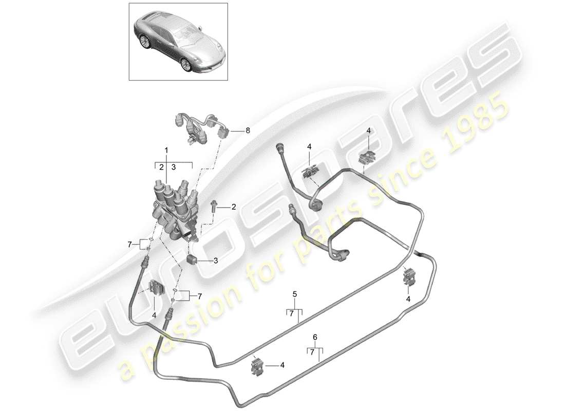 porsche 2020 (991-2) ligne hydraulique schéma des pièces