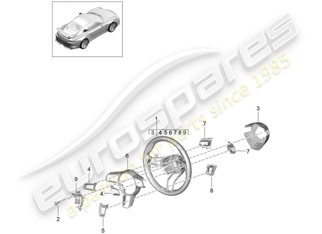 porsche 2015 (991-1 r/gt3/rs) volant de direction schéma des pièces