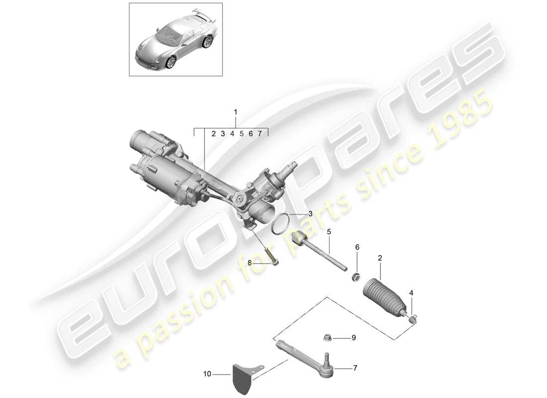 porsche 2014 (991-1 r/gt3/rs) l'appareil à gouverner schéma des pièces