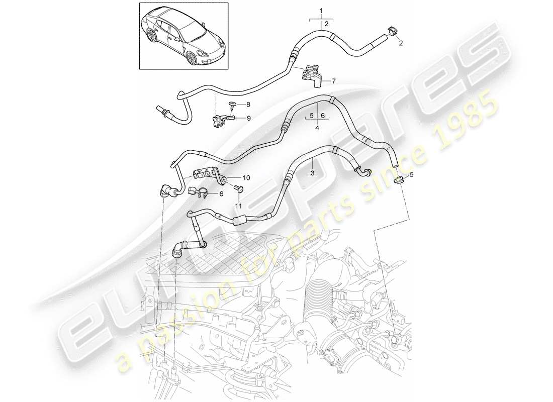 porsche 2013 (panamera 970) système de carburant schéma des pièces