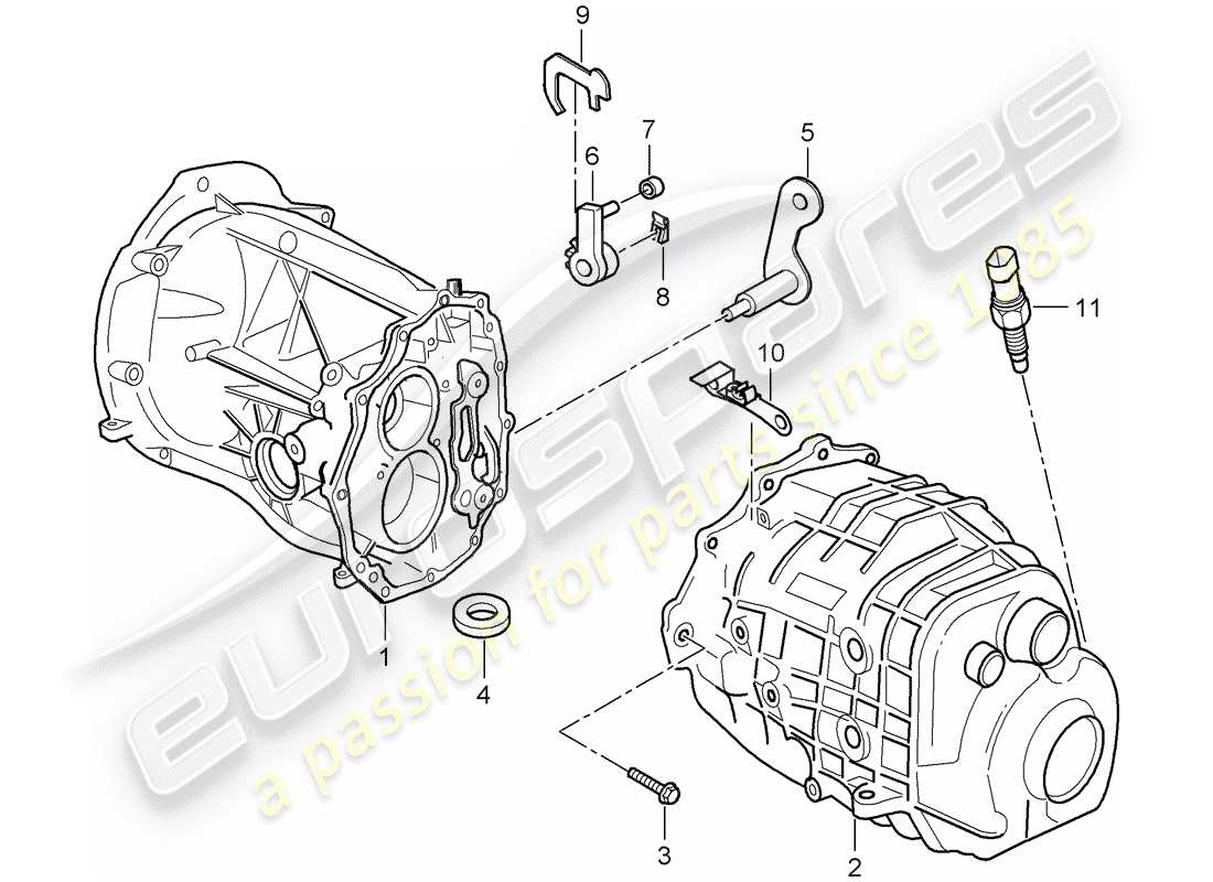 porsche 2004 (986 boxster) carter de transmission - couvercle de transmission schéma des pièces
