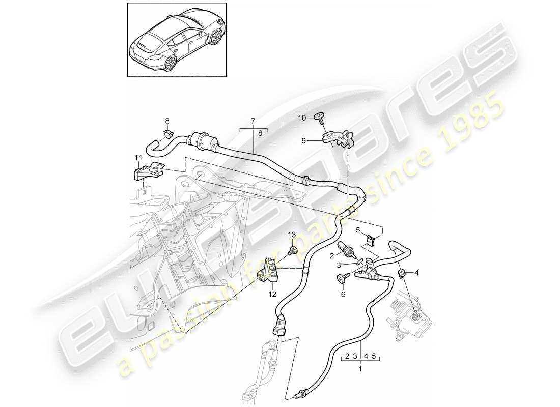 porsche 2015 (panamera 970) système de carburant schéma des pièces