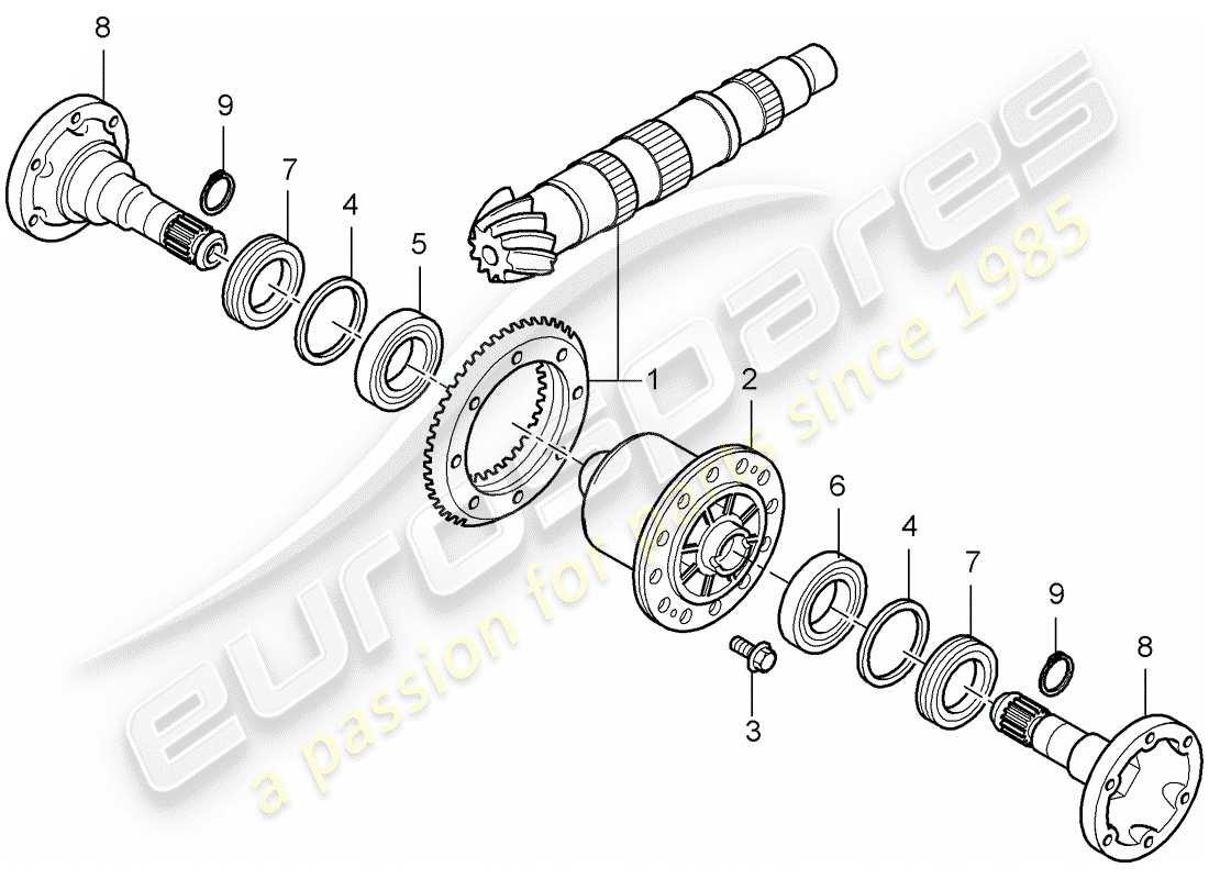 porsche 2004 (986 boxster) différentiel - essieu arrière schéma des pièces