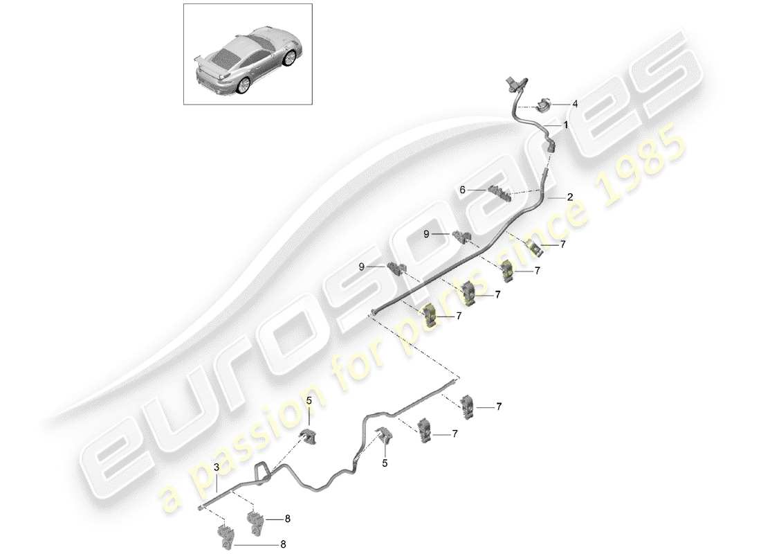 porsche 2016 (991-1 turbo) ligne de vide schéma des pièces
