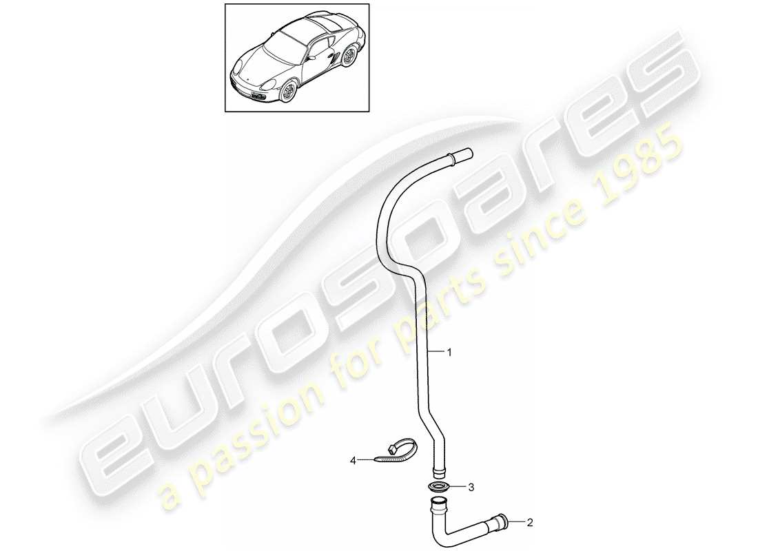porsche 2010 (987 cayman) tuyau d'évacuation d'eau schéma des pièces