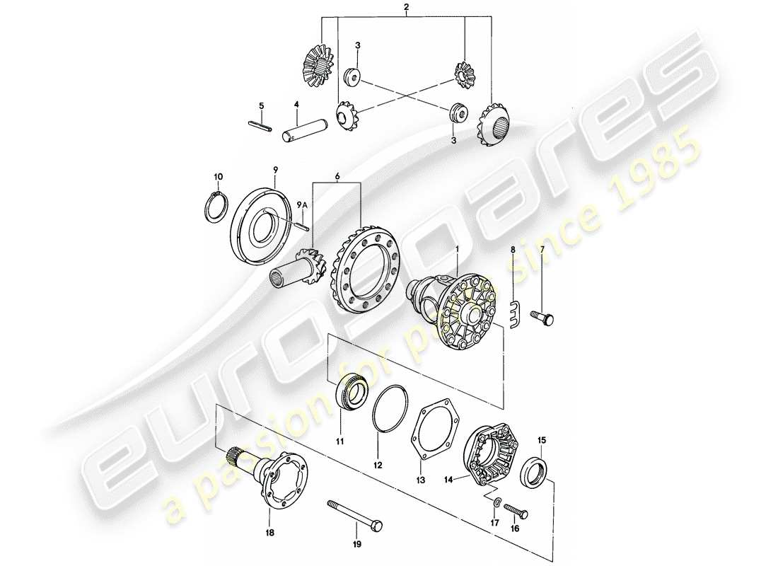 porsche 1982 (928) différentiel - 2 - transmission automatique schéma des pièces