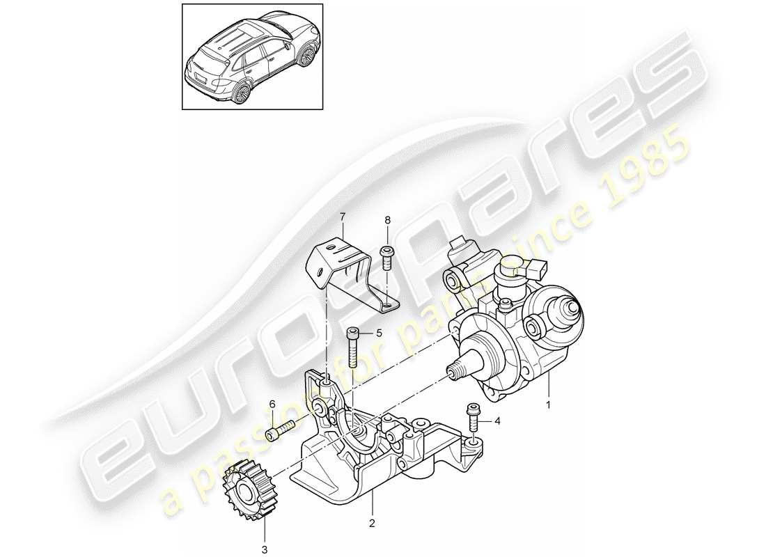 porsche 2012 (cayenne e2 92a) pompe à haute pression schéma des pièces