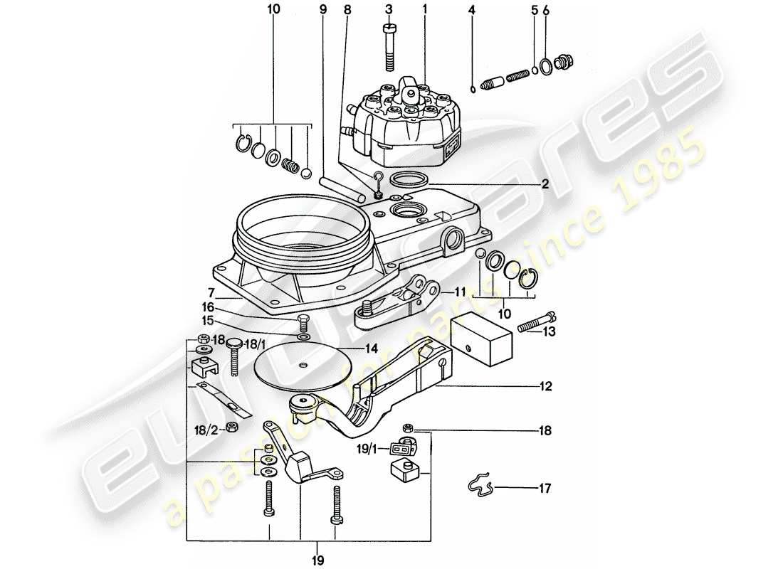 porsche 1976 (911) unité de contrôle de mélange - pièces individuelles schéma des pièces
