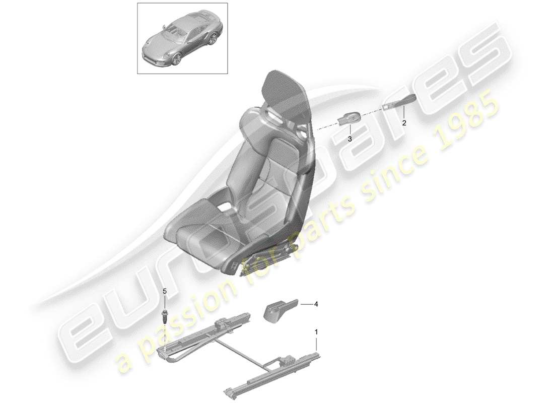 porsche 2014 (991-1 turbo) seat schéma des pièces