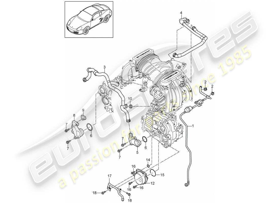 porsche 2009 (987 cayman) carter schéma des pièces