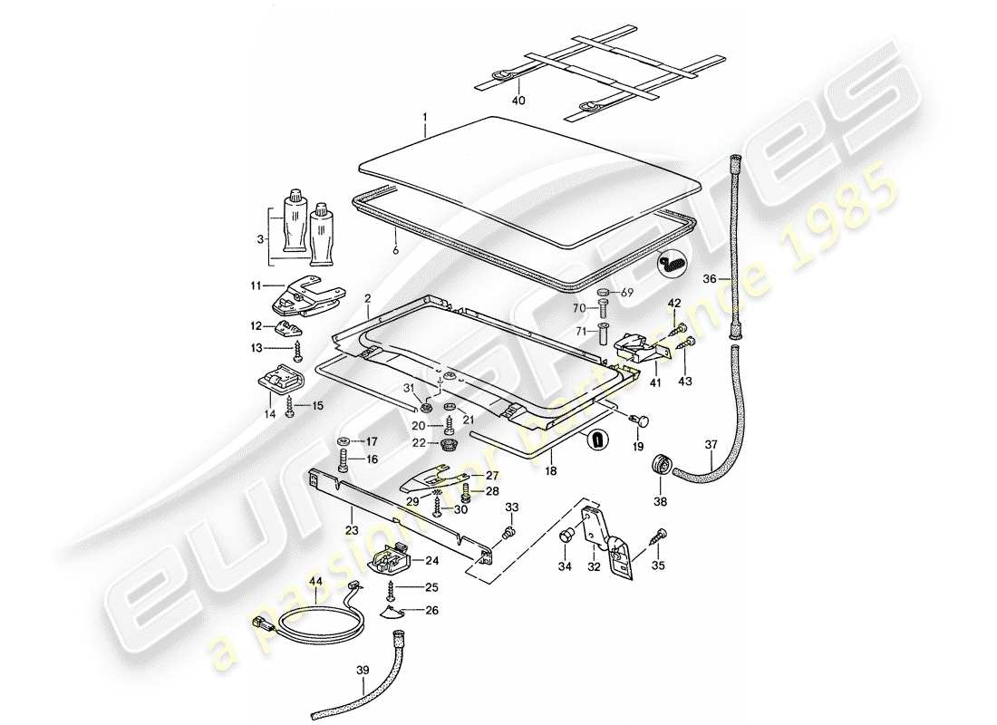 porsche 1991 (944) toit relevable schéma des pièces