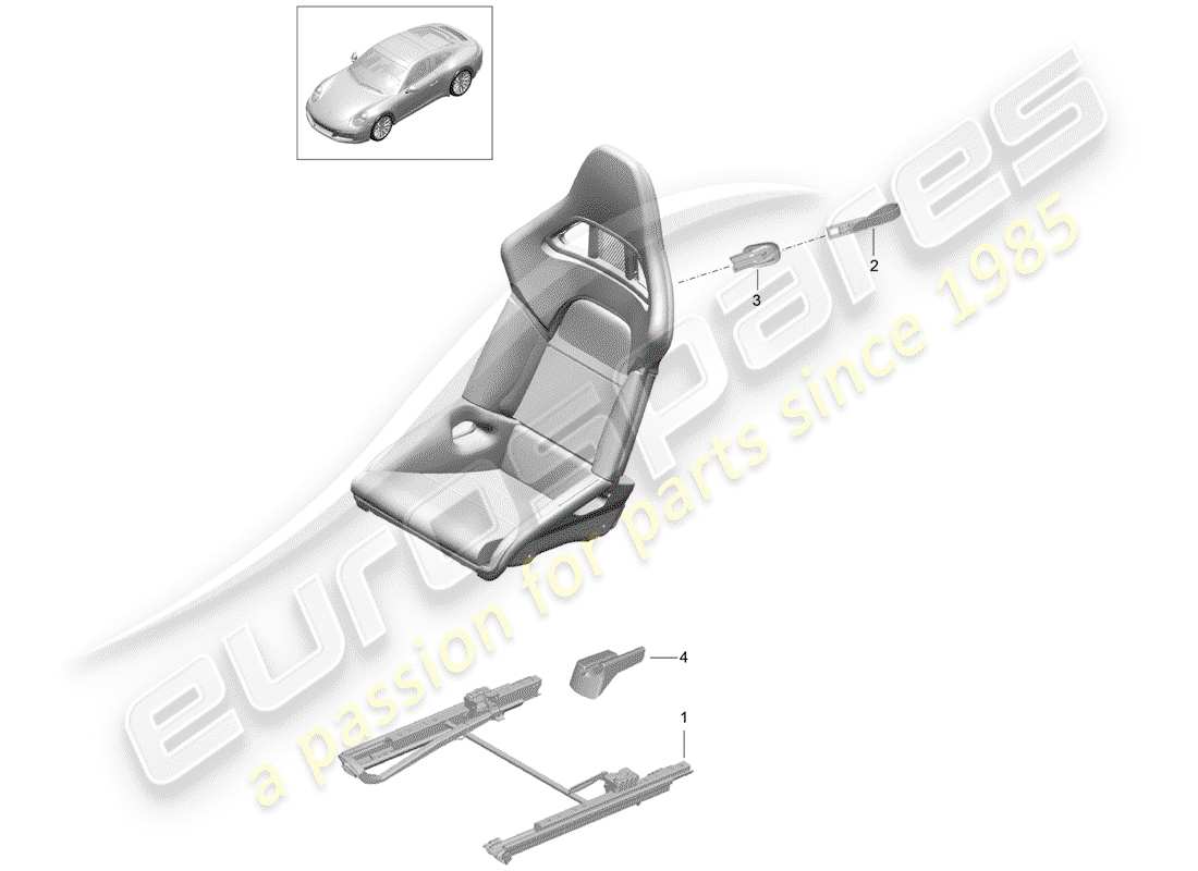 porsche 2017 (991-2) seat schéma des pièces