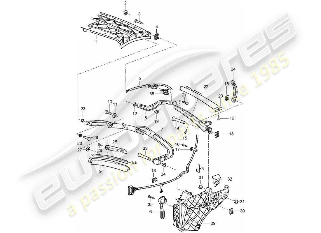 porsche 2005 (997-1) cadre supérieur schéma des pièces