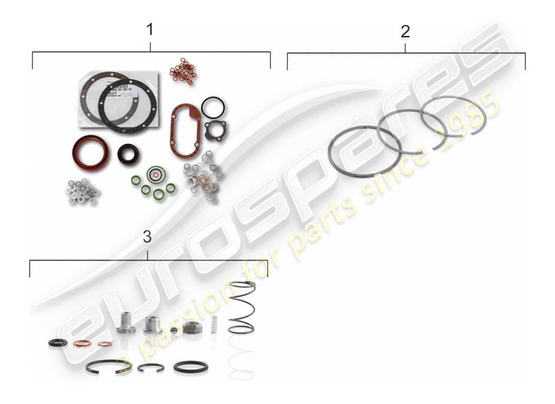 porsche 1976 (911 turbo) jeu de joints - kits de réparation - kit d'entretien schéma des pièces