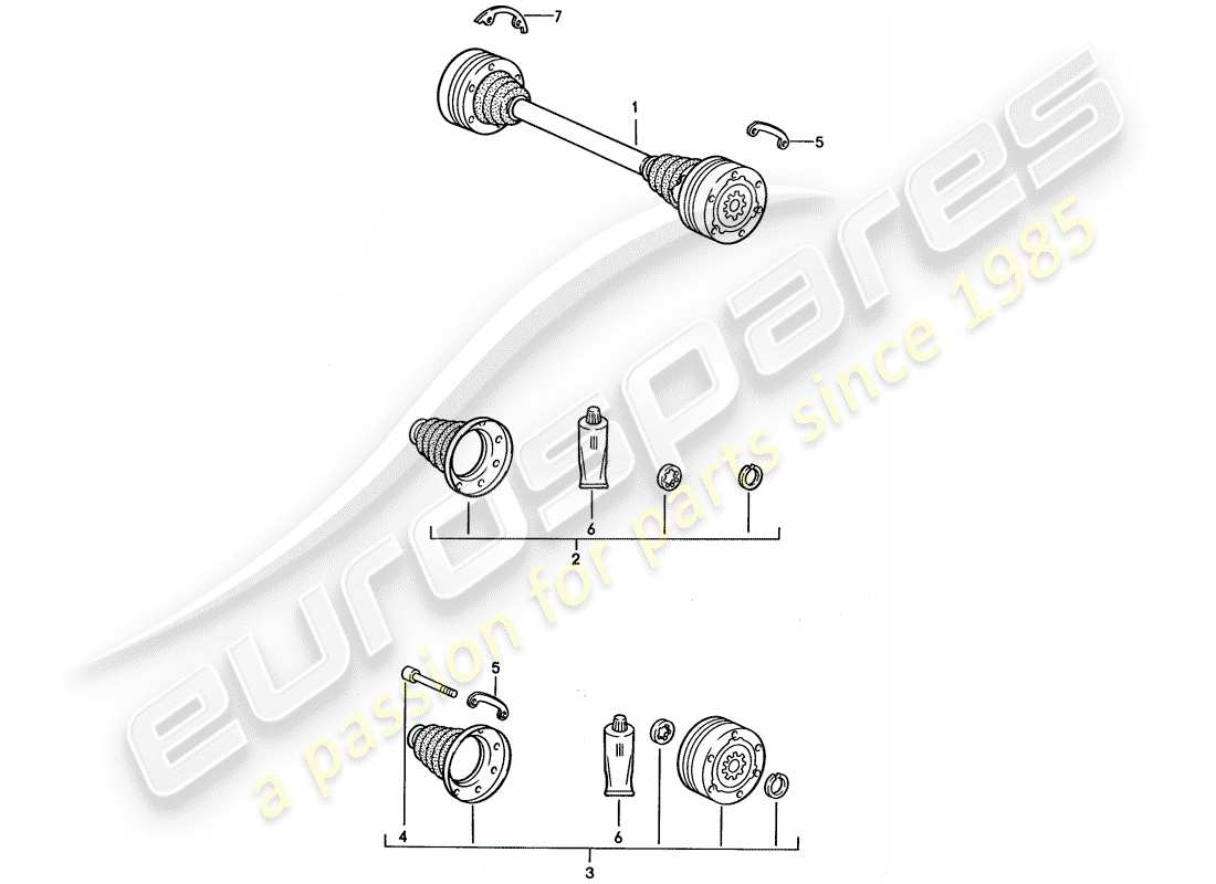 porsche 1994 (968) arbre de transmission schéma des pièces