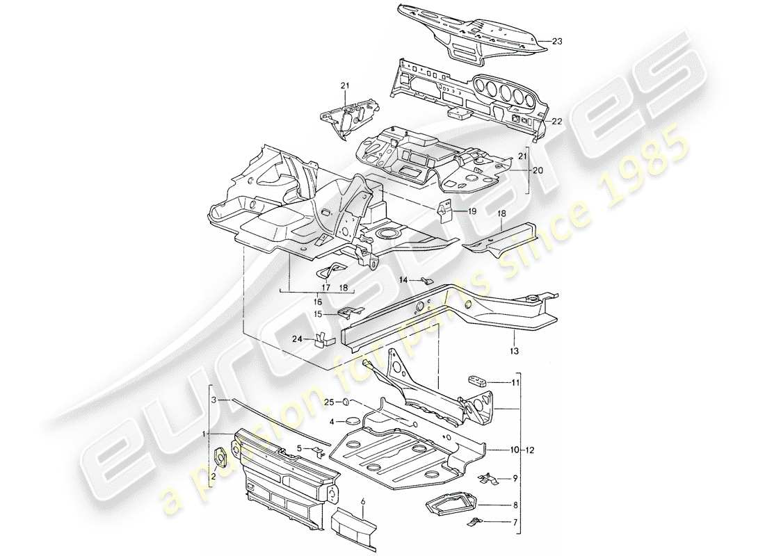 porsche 1990 (964) diagramme des pièces du cadre