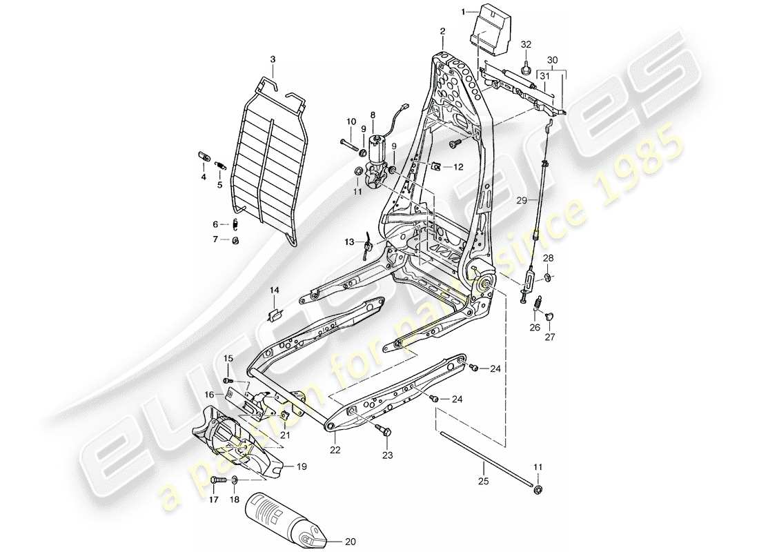 porsche 2002 (996 turbo / gt2) cadre pour siège - cadre - dossier schéma des pièces