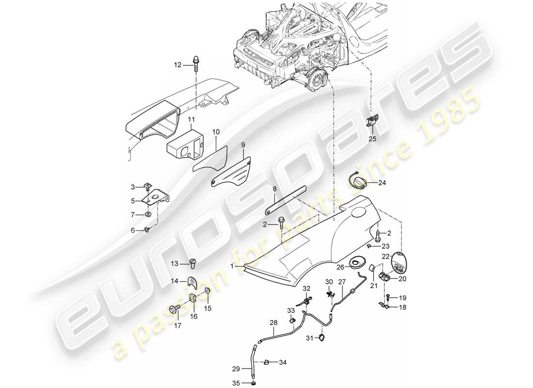 porsche 2004 (carrera gt) diagramme des pièces fender