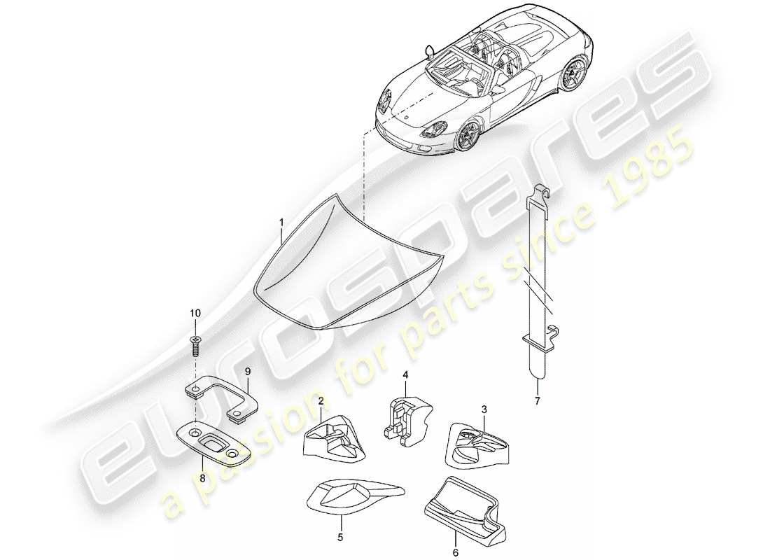 porsche 2004 (carrera gt) doublure de botte schéma des pièces