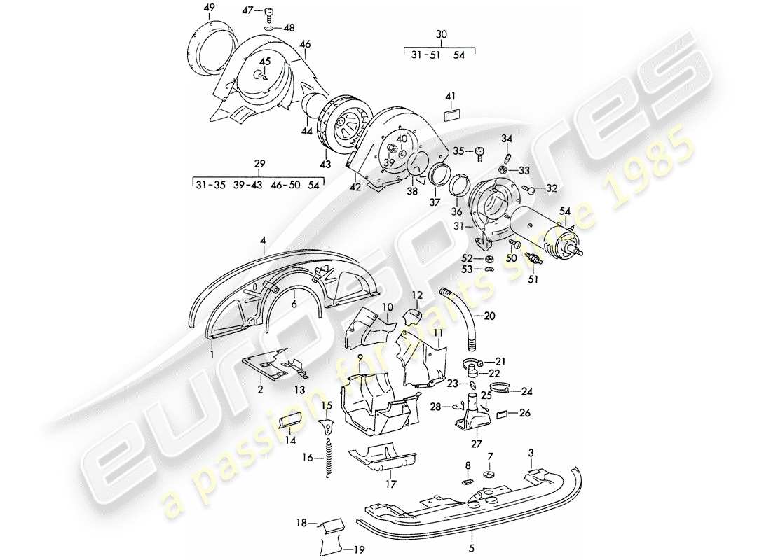 porsche 1961 (356b/356c) refroidissement par air schéma des pièces