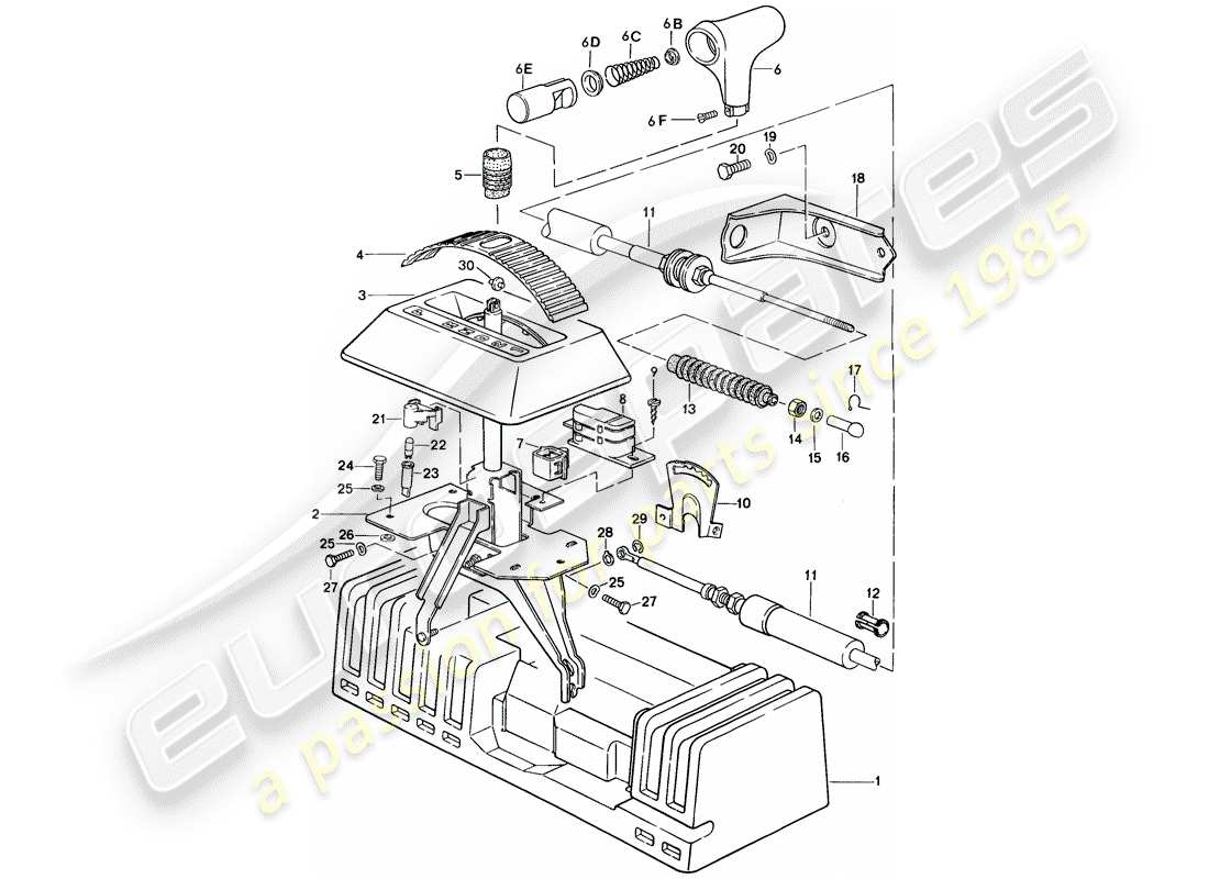 porsche 1987 (924s) mécanisme de changement de vitesse - pour - transmission automatique schéma des pièces