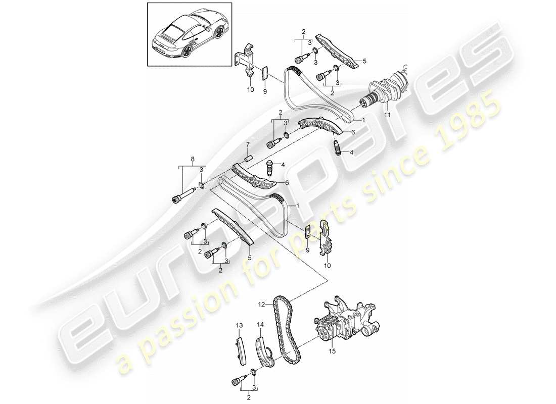 porsche 2013 (997-2 turbo / gt2 rs) commande de soupape schéma des pièces