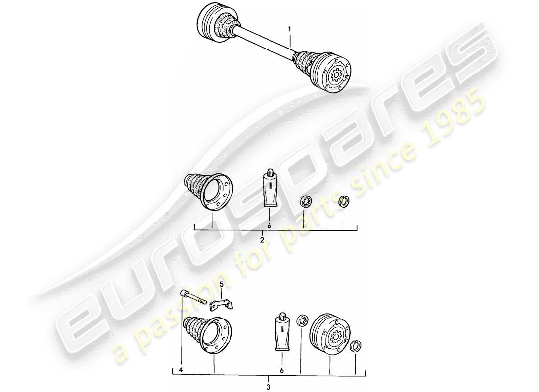 porsche 1988 (924s) arbre de transmission schéma des pièces