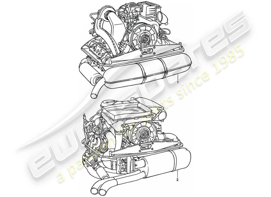 porsche 1986 (911) moteur de remplacement - prêt à l'installation schéma des pièces
