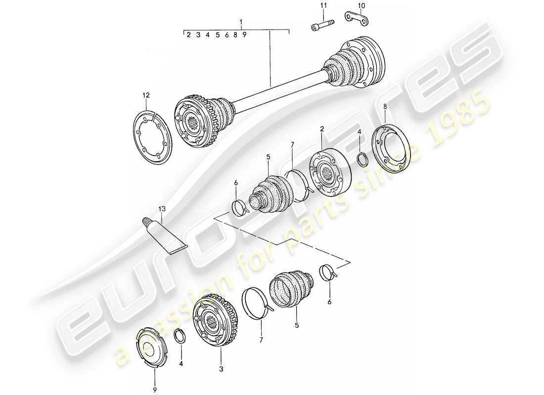 porsche 1987 (959) arbre de transmission schéma des pièces