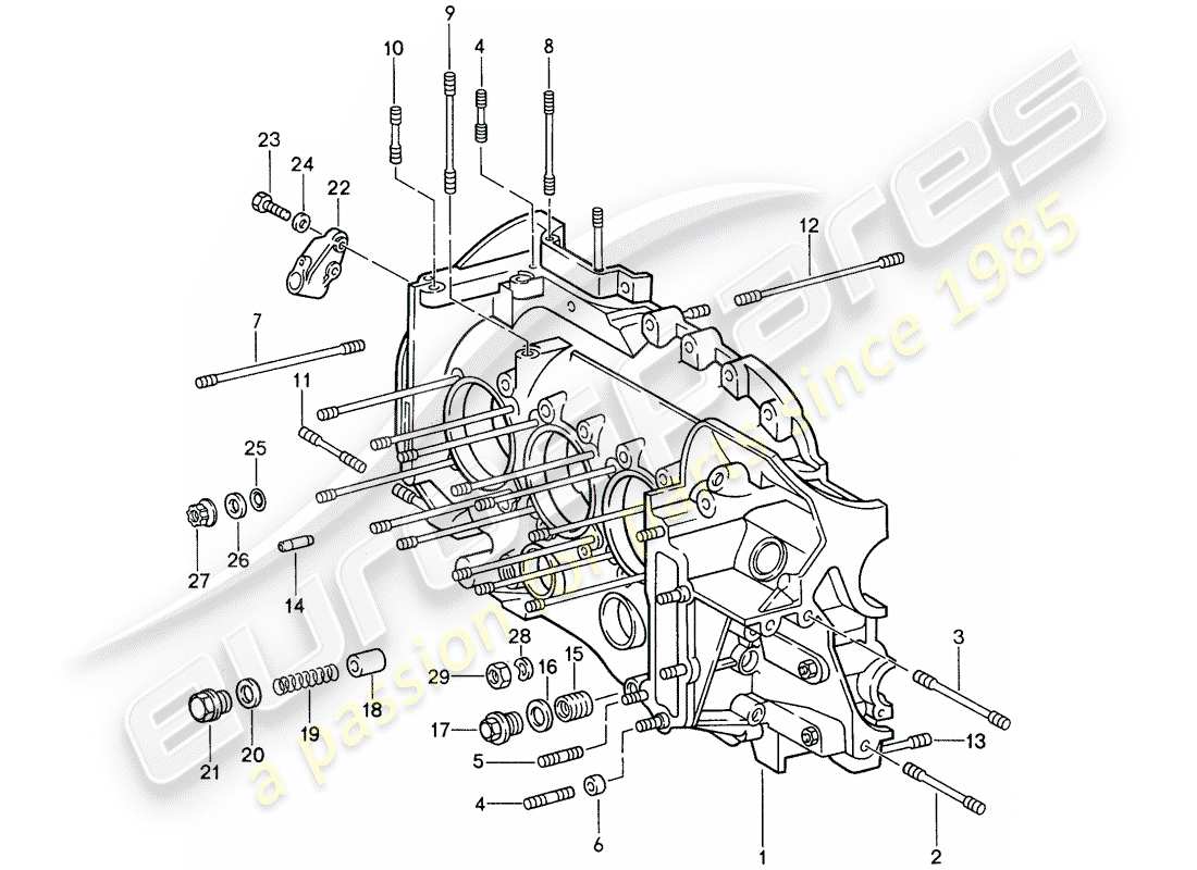 porsche 1987 (959) carter moteur schéma des pièces